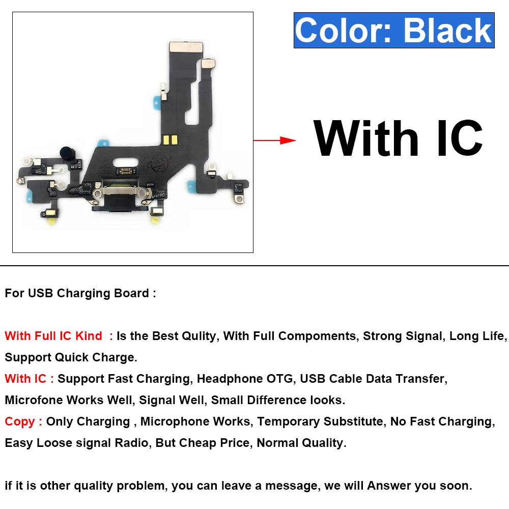 Cavo flessibile per porta caricatore USB da 1 pz per Iphone 11 Pro Max 14 Plus 12 Pro Connettore per caricabatterie dock con microfono flessibile