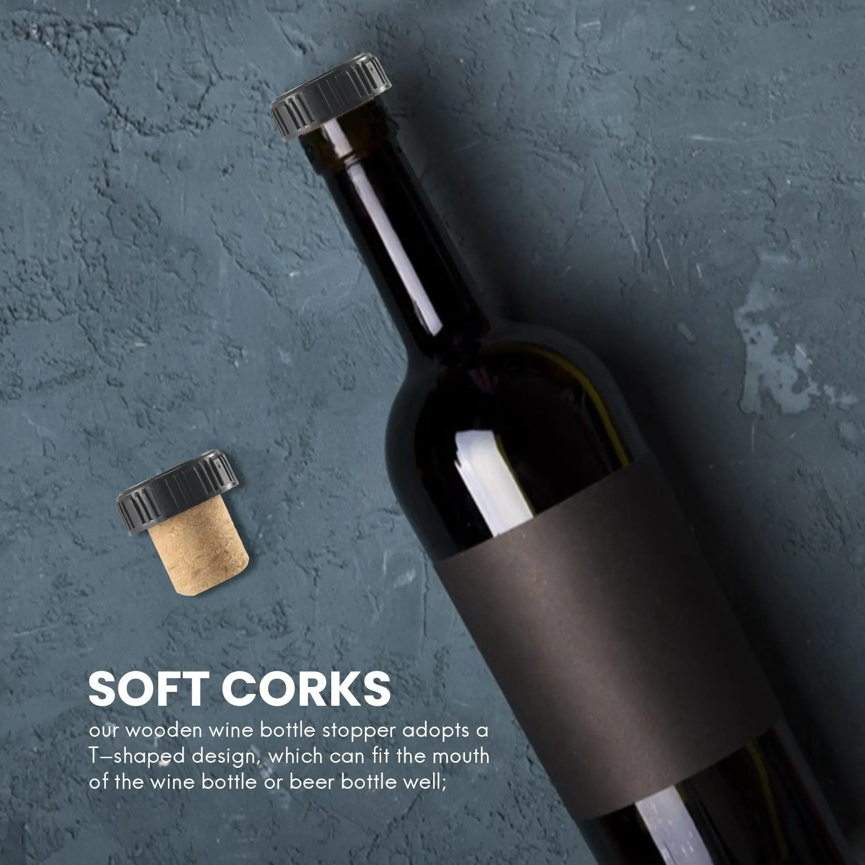 AT77 24 조각 코르크 플러그 코르크 마개 시음 코르크 T 자형 와인 코르크 상단 나무 와인 병 마개 병 플러그