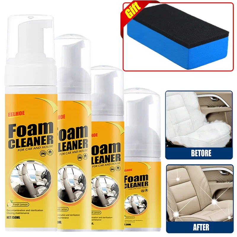 30/60/100/150ml Multi-Purpose Car Wash Foam Cleaner Kit Car Interior Leather Seat Panel Cleaner Anti-aging Cleaning Foam Spray