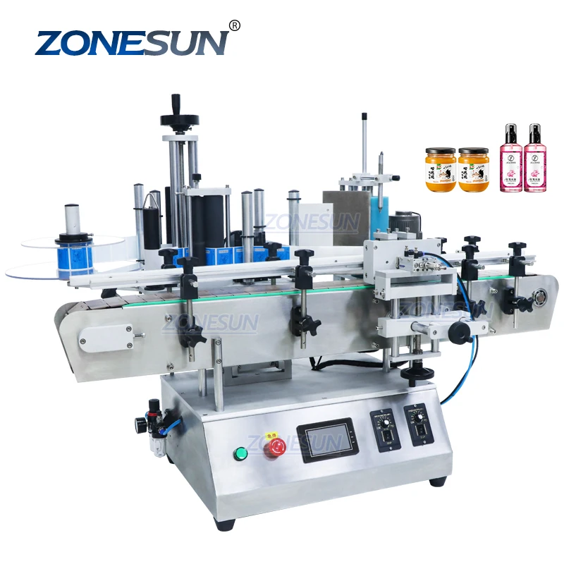 ZONESUN TB-500A Bench Top Labeller PET Jar Water Bottle Double Side Automatic Positioning Labeling Stickering Machine