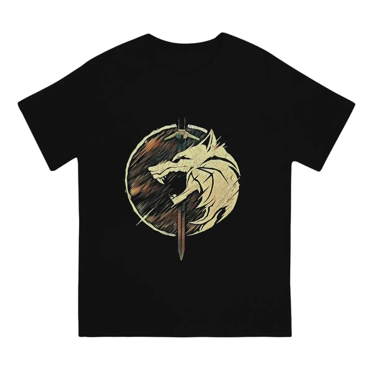 Men The School of the Wolf  Fantasy T Shirts The Cool Witchers Pure Cotton Clothes Funny Short Sleeve Round Neck Tees