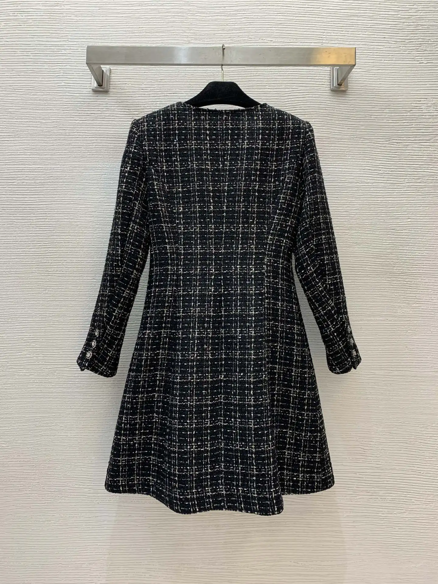 2024 autumn and winter new retro high-end tweed Chanel style medium-length woolen coat for women