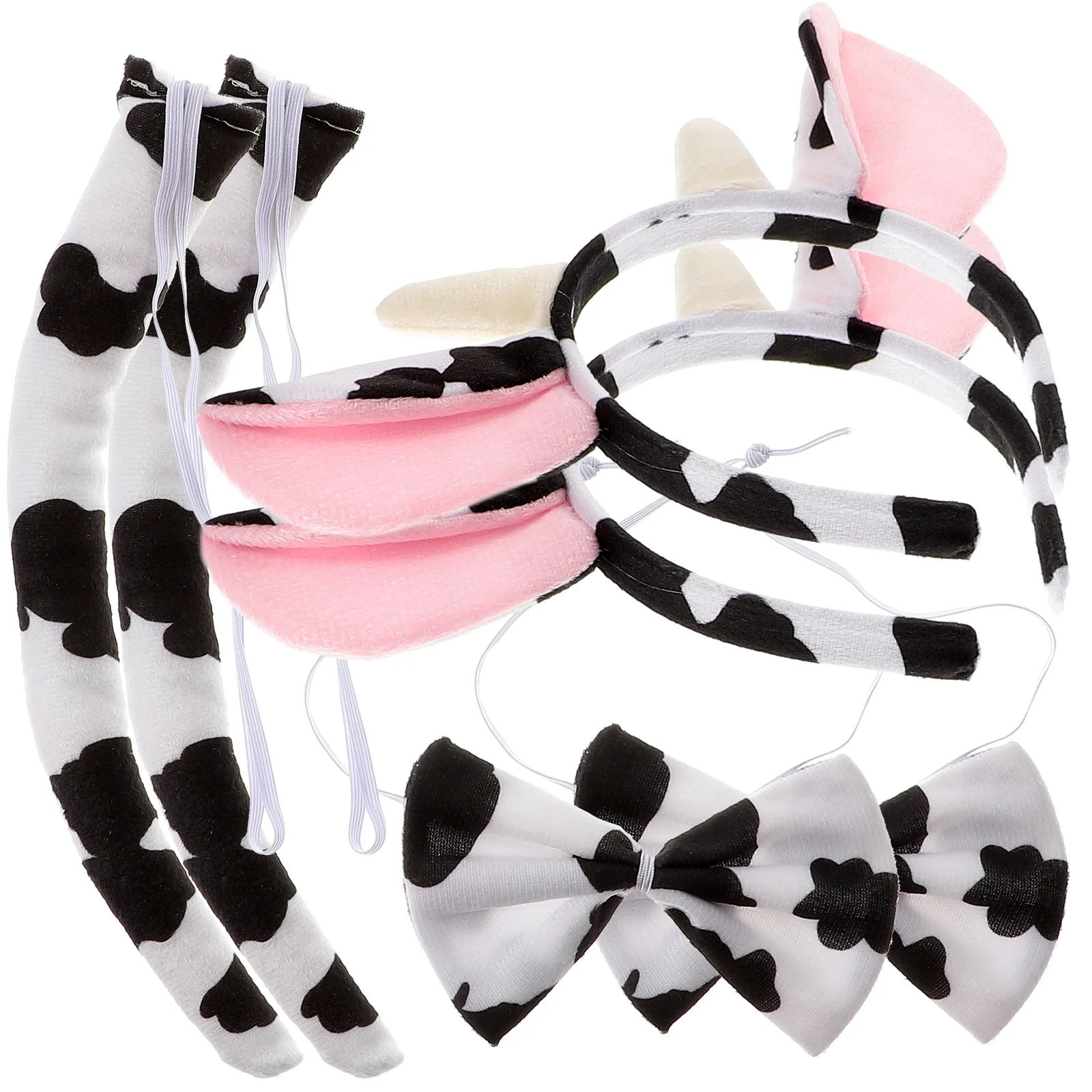 3 قطعة قرون البقرة Headbands ذيول القوس العلاقات قسط البقرة زي اكسسوارات لجميع القديسين حفلة الكرنفالات فستان بتصميم حالم