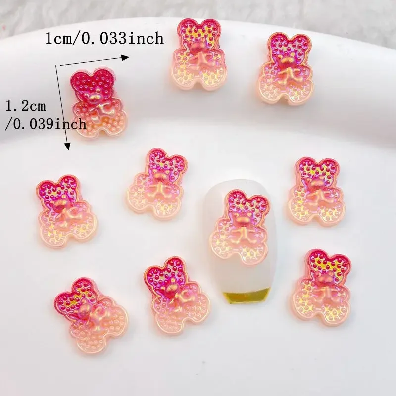 50Pcs Cartoon Love Bear Butterfly Cherry Resin Nail Art Ornament Flower artigianato fai da te per gioielli con decorazioni 3D per unghie