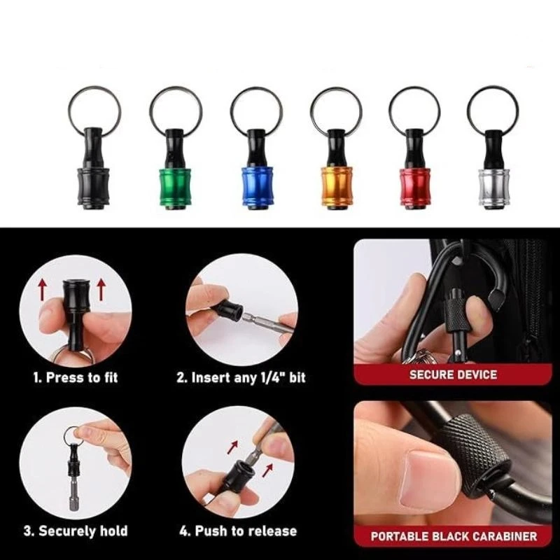1/4 "haste hexagonal chave de fenda cabeça titular haste extensão chaveiro adaptador broca substituição rápida ferramenta portátil