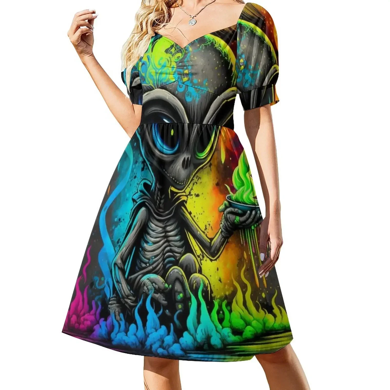 

Cosmic Alien Splatter Paint Sleeveless Dress Women's evening dress dresses summer Dress woman