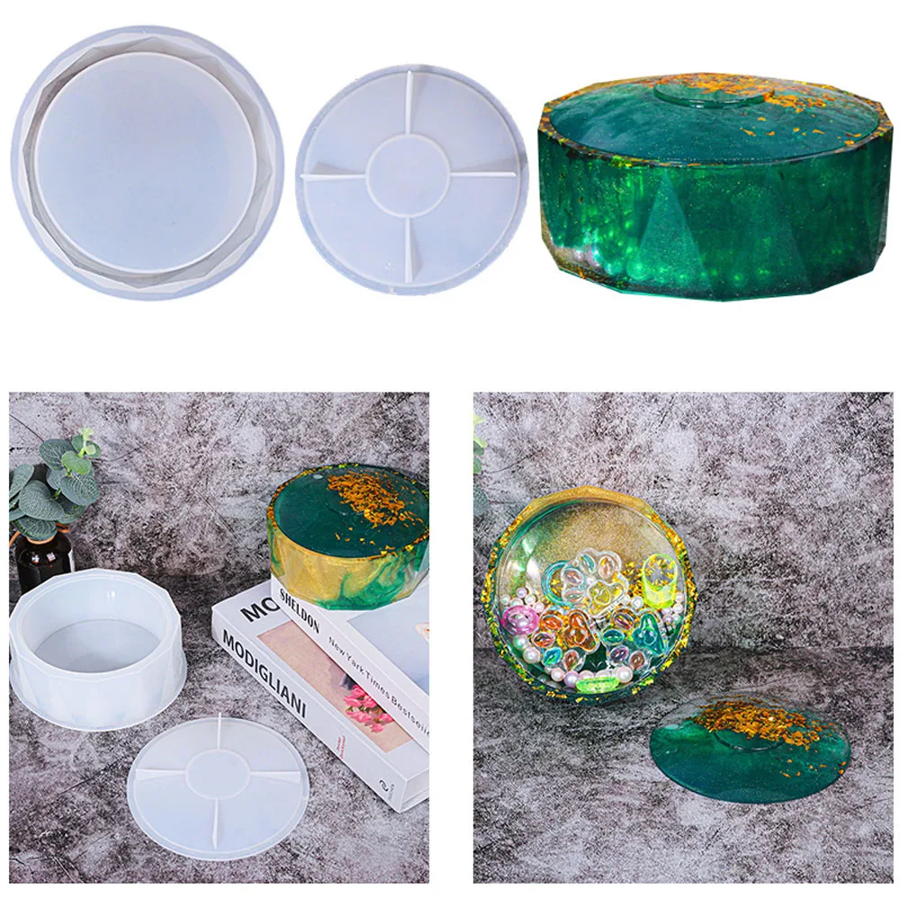 

DIY Diamond Shaped Large Circle Storage Box Silicone Mold Gypsum Candle Handmade Soap Jewelry Epoxy Resin Mold Home Decoration