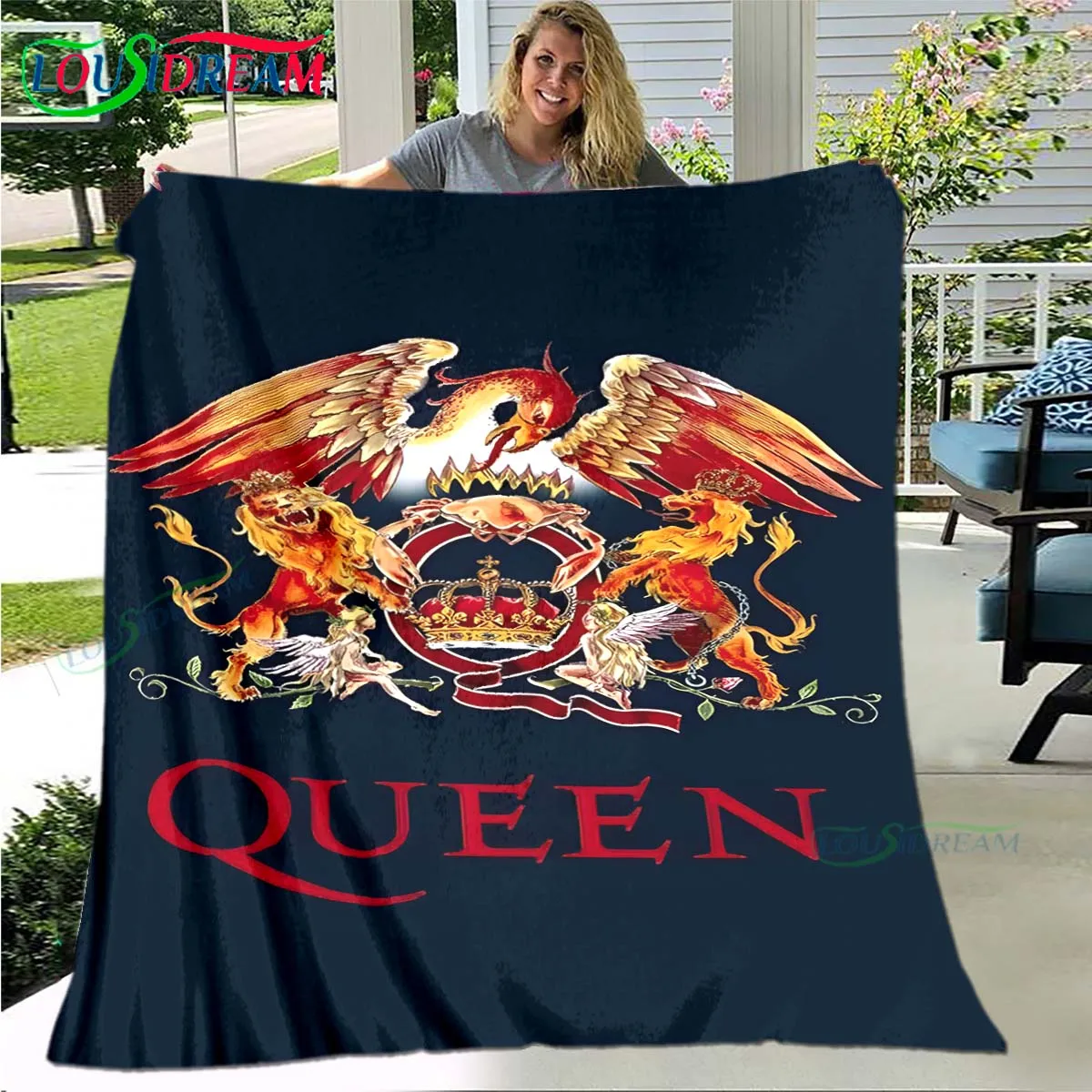 

Famous Band Q-Queen Pattern Blanket Flannel Thin Blanket Portable Home Travel Office Lunch Break Blanket Birthday Gift