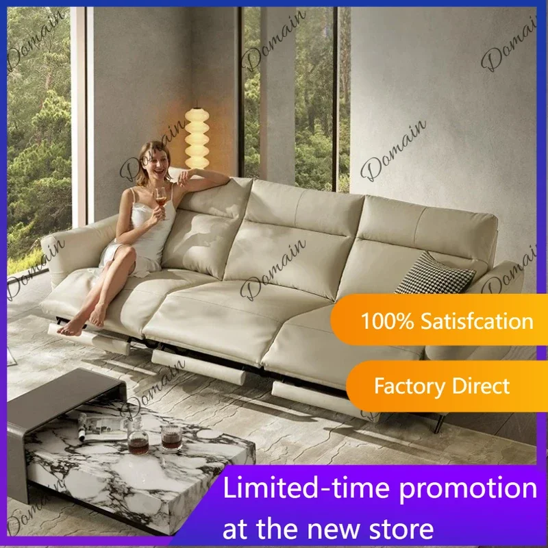 New Modern Lounge Sofa Genuine Leather Woonkamerbanken Living Room Furniture Electric Recliner Luxury Sofa Sleep Italian Designe