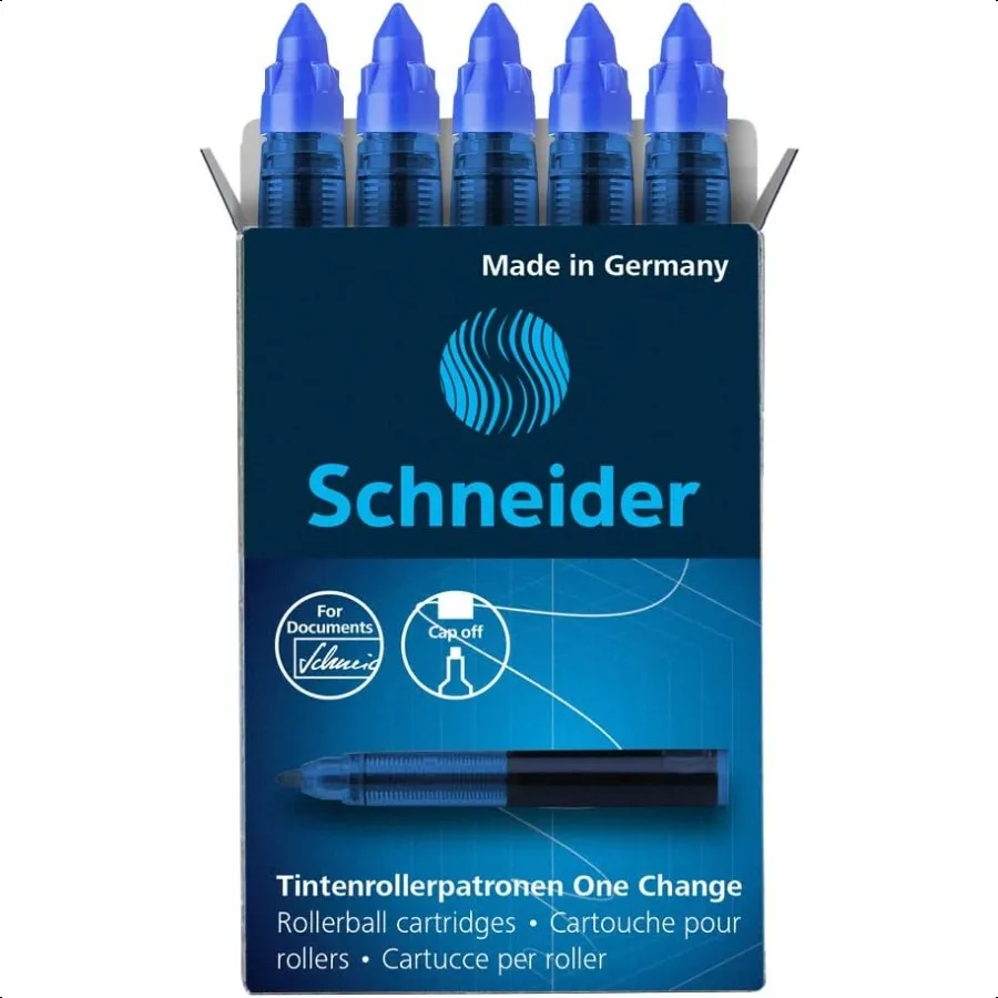

One Change Rollerball Refill Cartridges 0.6 mm Blue Ink Box of 5 Refill Cartridges 185403