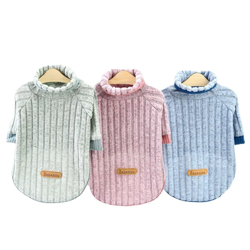 

Wholesale 2021 new high collar teddy small dog pet cable knitted dog jumper sweater clothes