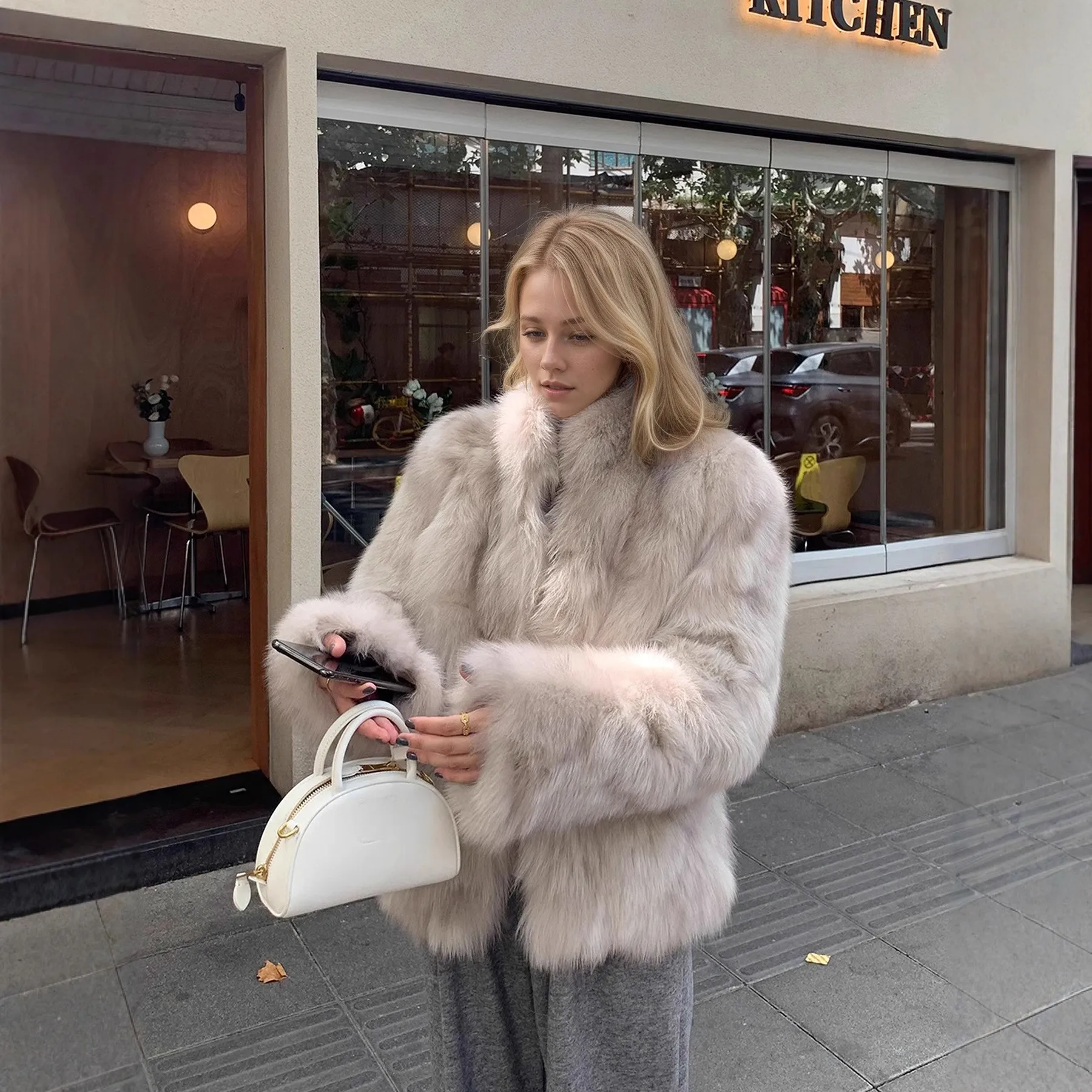 Woven Stand Collar Coat Regular Fit Commuter Chic with Concealed Button Closure Elegant and Refined Regular Length Women Coat