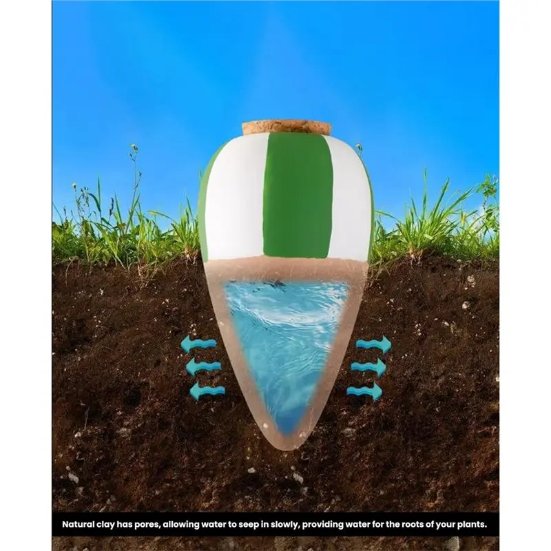 AB66-Carrot-Shaped Terracotta Watering Spikes Self-Watering Ollas For Indoor Outdoor Plants With Cork Stopper