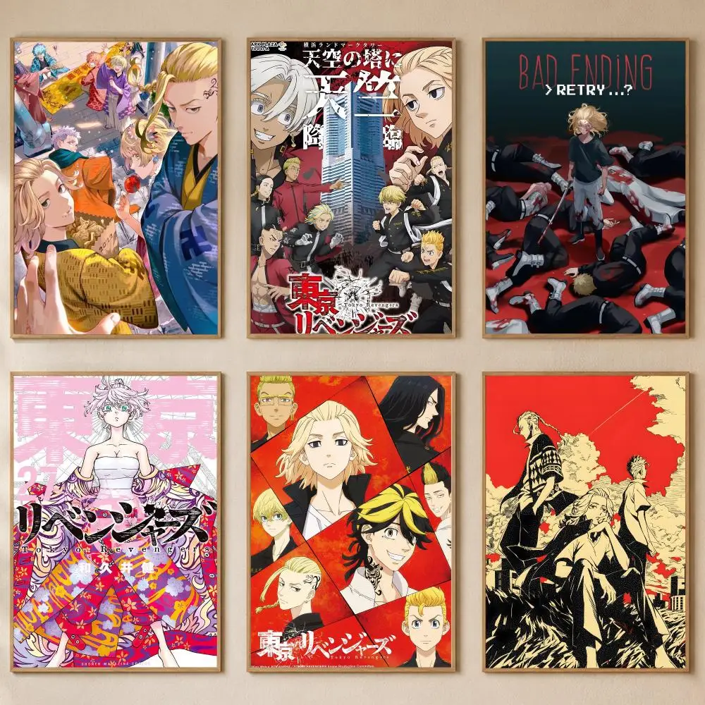 Action Anime T-Tokyo Revengers Poster PP Self-Adhesive Bedroom Gaming Cafe/Bar Vintage Aesthetic Decor Ideal Gift