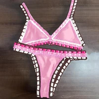 Hand Hook Bikini 2025 Bandeau Biquini Women Sexy Swimsuit Female Push Up Swimwear Solid Patchwork Bathing Suit Crochet Beachwear 4