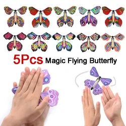 5/1Pcs Random Color Magic Fairy Flying Butterfly Children Toys Transformation Wind Up Butterfly Toy Surpris Gift for Kids Child