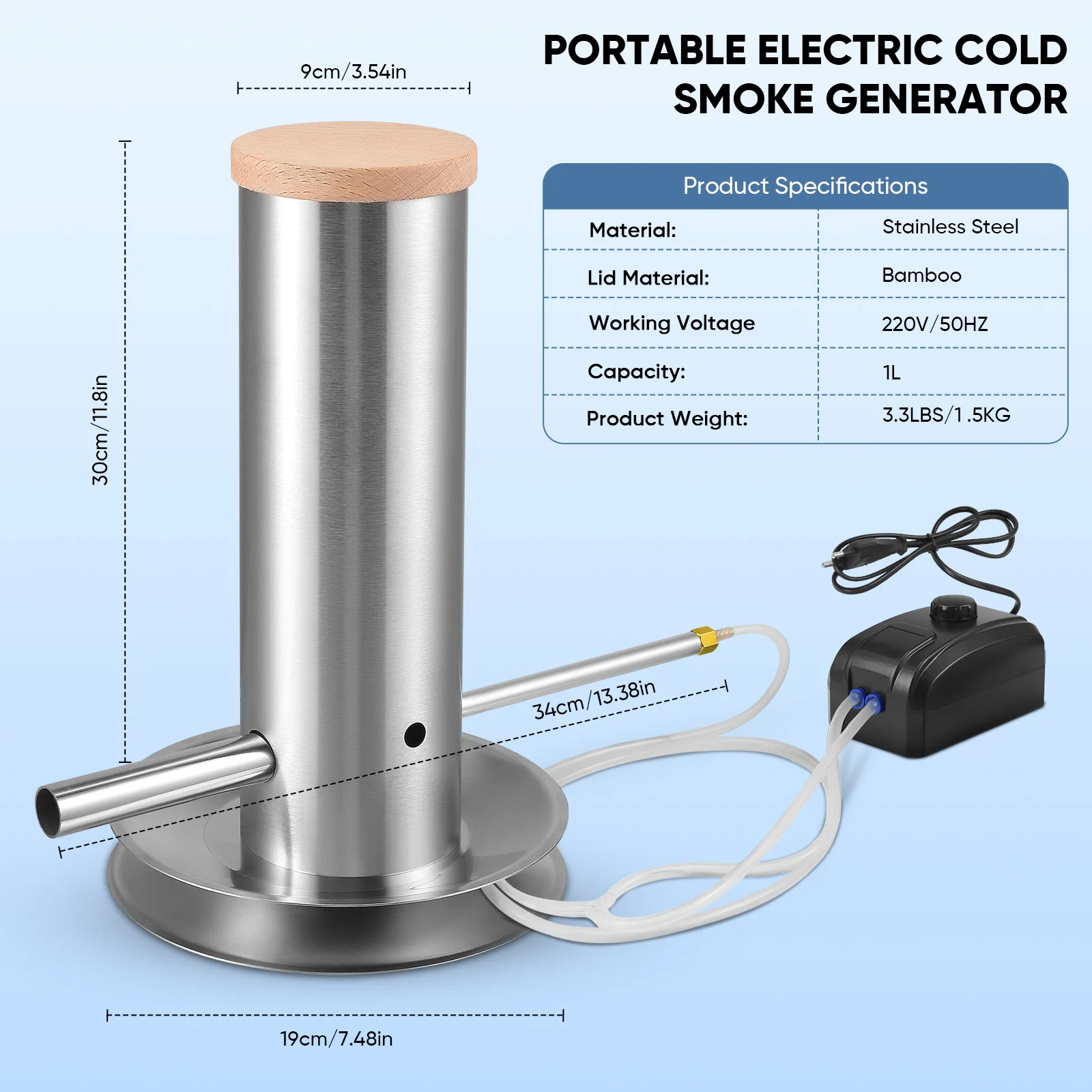 Electric Pellet Smoke Generator Cold Hot Smoking Tool BBQ Grill Smoker Accessory for Outdoor Barbecue Grilling