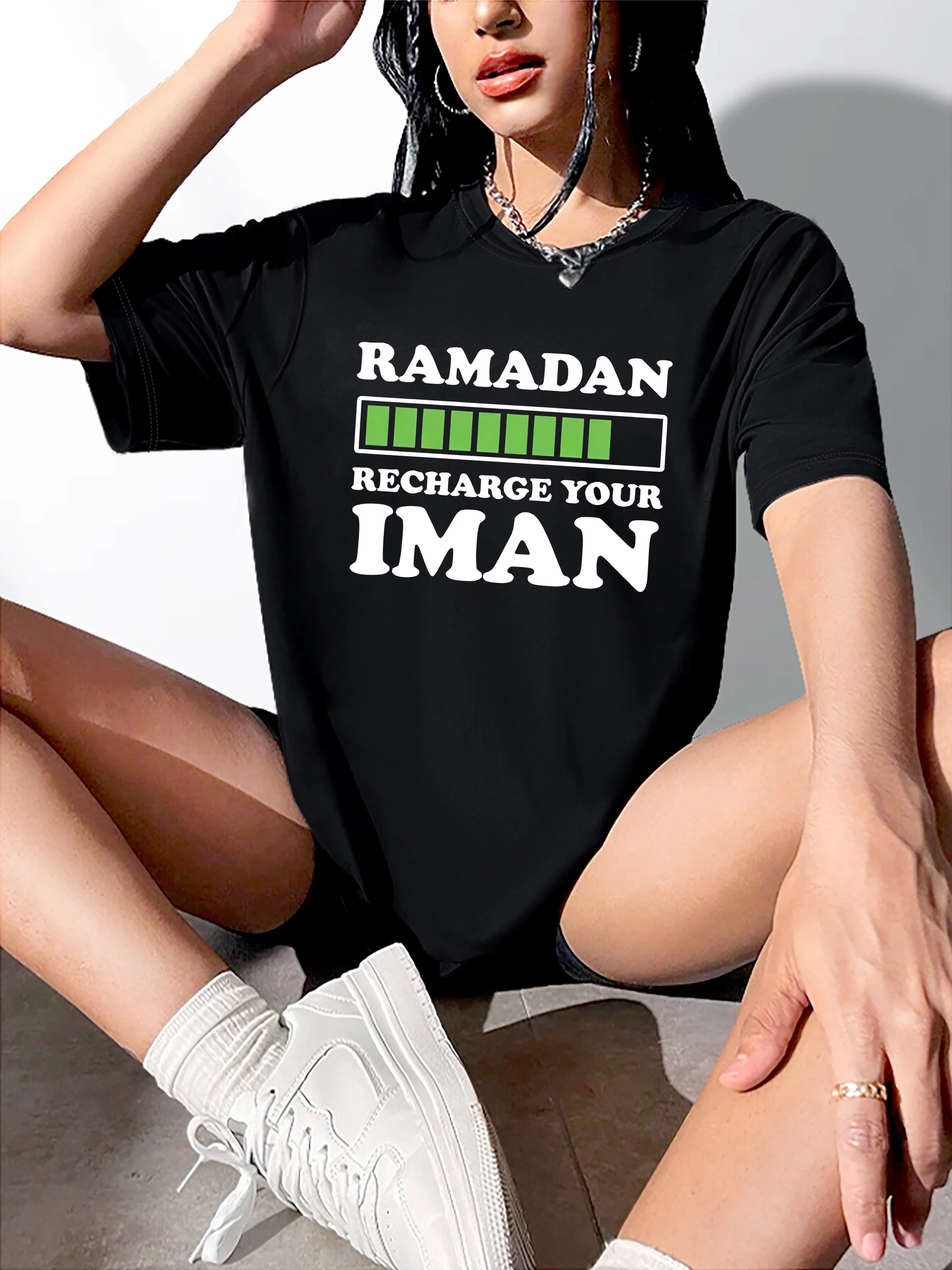

Letter Print Casual Sports T-shirt, Round Neck Running Fitness Short Sleeves Tops, Women's Activewear
