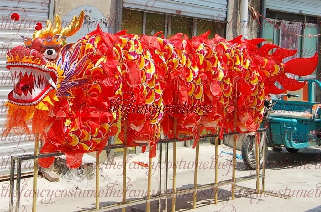 10meters student size  DRAGON DANCE Costume CHINESE Spring Day Party Decoration National Culture Silk Folk Festival Stage Props