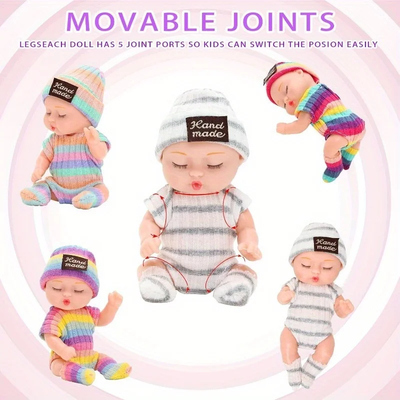 Bambole Reborn BJD da 1/4 pezzi: bambola lavorata a maglia alla moda Y2K con abiti vivaci, regalo ideale per bambini dai 3 ai 6 anni