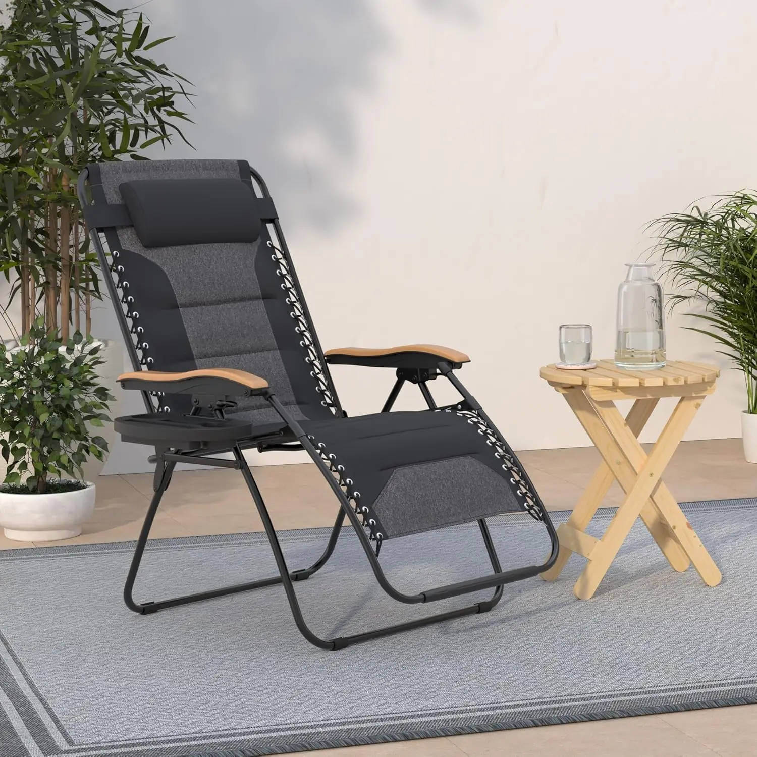 Padded Zero Gravity Chair, Foldable Patio Recliner, 30