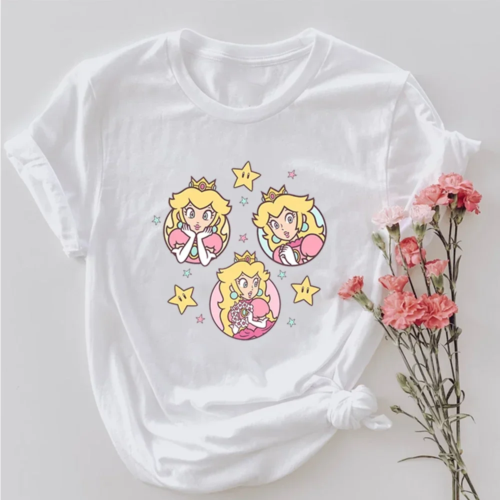 Cute Female Short Sleeve Tops Harajuku It’s Peach Time Shirts Peach Graphic T Shirts Birthday Gift for Her Retro Princess Tshirt