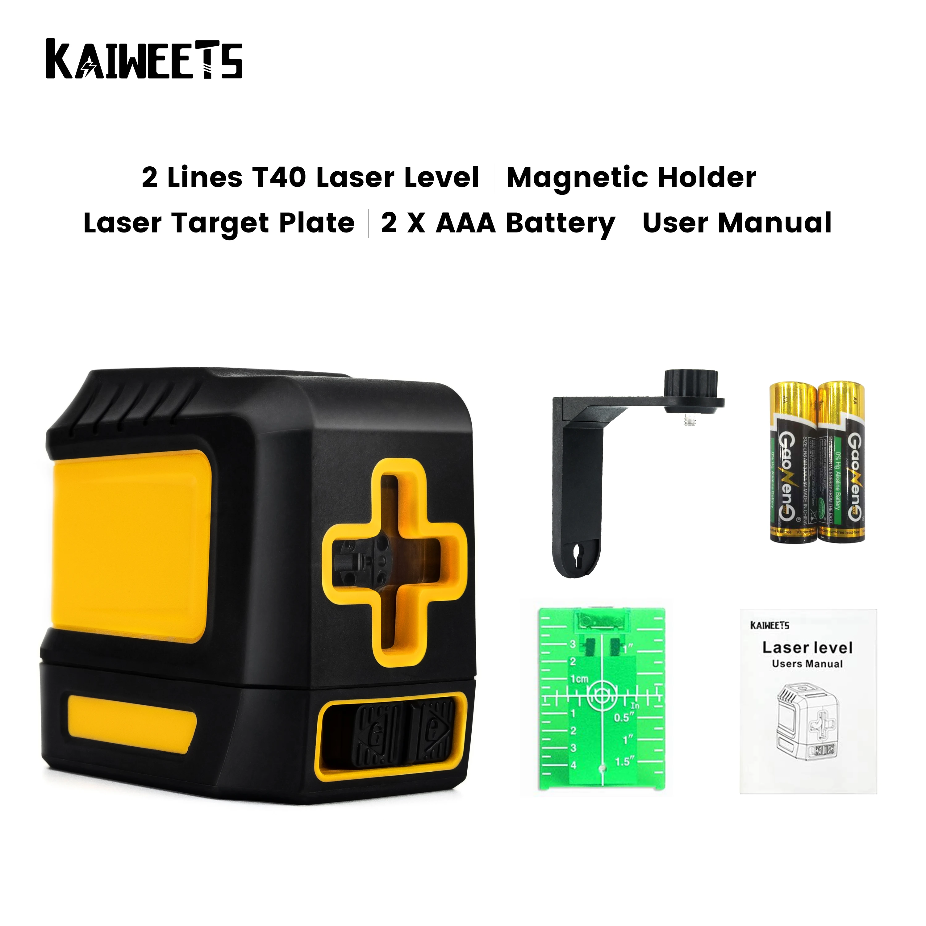 KAIWEETS Laser Level Cross Line Laser with Self-Leveling Vertical and Horizontal Line Rotatable 360 Degree Nivel Laser