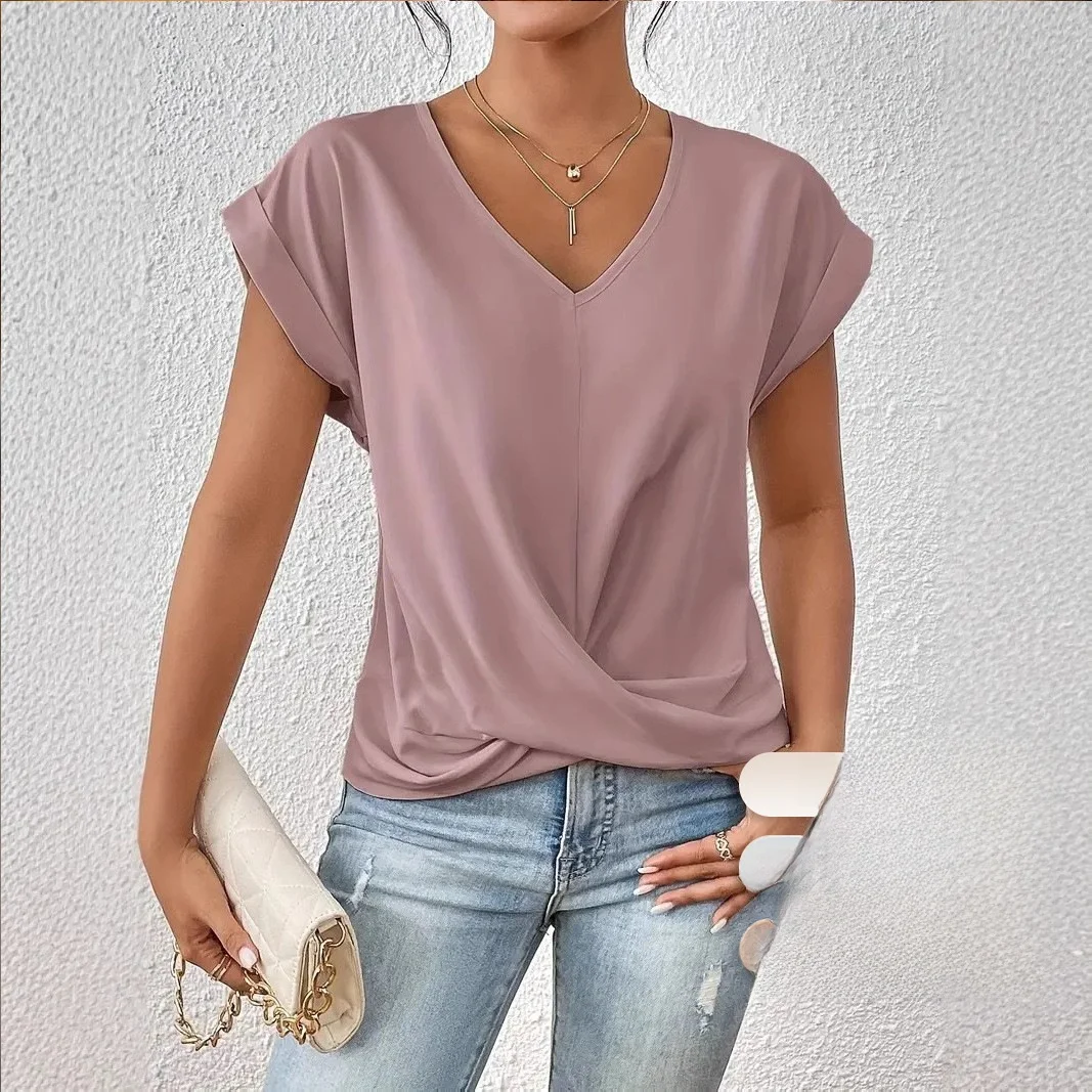 

Ele Vne Tirt ort Sve Women's Top 2025 Lor Faionable Casual Wear for Pear aped Ladies