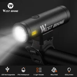 WEST BIKING Bike Front Light Rainproof USB Rechargeable Bicycle Light 500LM Cycling Headlight LED 2000mAh Flashlight Bike Lamp