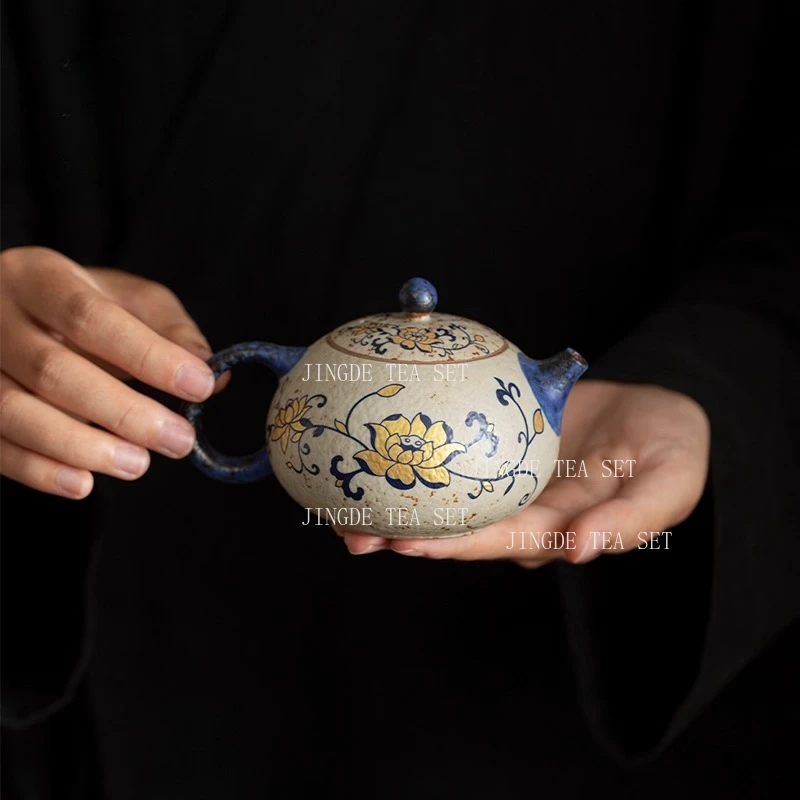 

190 мл китайский синий и белый чайник в западном стиле, бытовой керамический чайный сервиз кунг-фу, чайник с одним фильтром, аксессуары для чайного сервиза