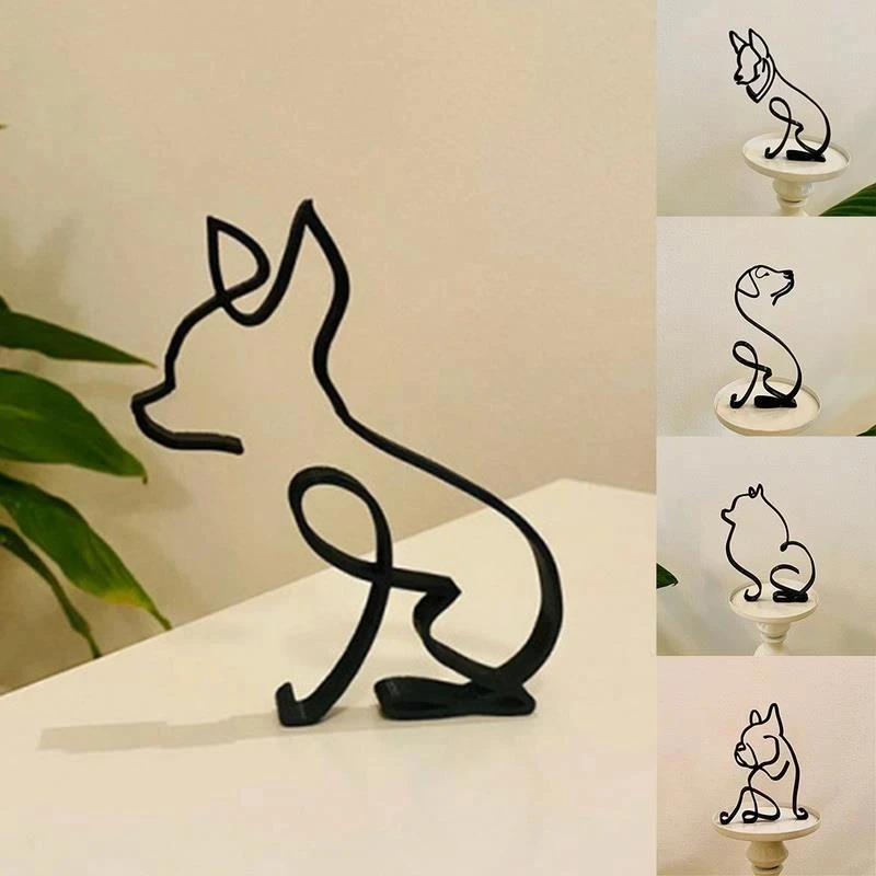 xiaomi Dog Art Sculpture Simple Metal Dog Abstract Art Sculpture for Home Party Office Desktop Decoration Cute Pet Dog Gifts modern fashion reliefs texture 3d wallpaper living room bedroom pure color home decoration wallpaper papel de parede beibehang