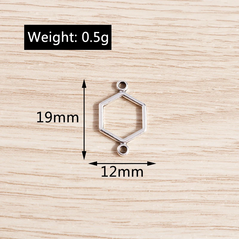 Tusember 50 Stück Legierungs-Verbinderanhänger in Silberfarbe, Wabenform, für Schmuck, handgefertigt, DIY-Schmuckherstellung – Detail 1
