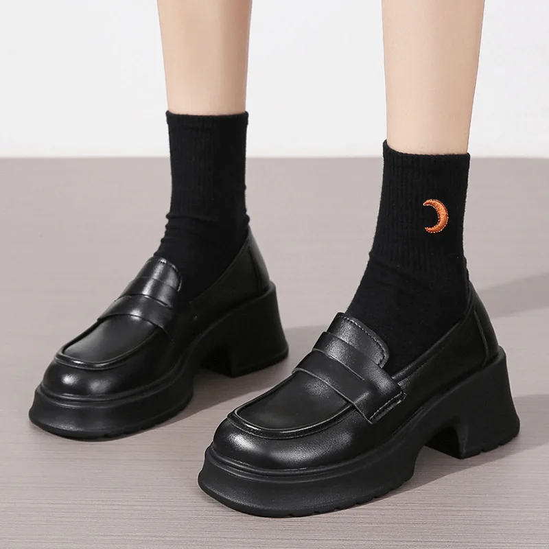 

Women's Loafers Spring British Style Slip On Platform Mary Jane Shoes Woman Japanese Jk Uniform Lolita Shoes Women