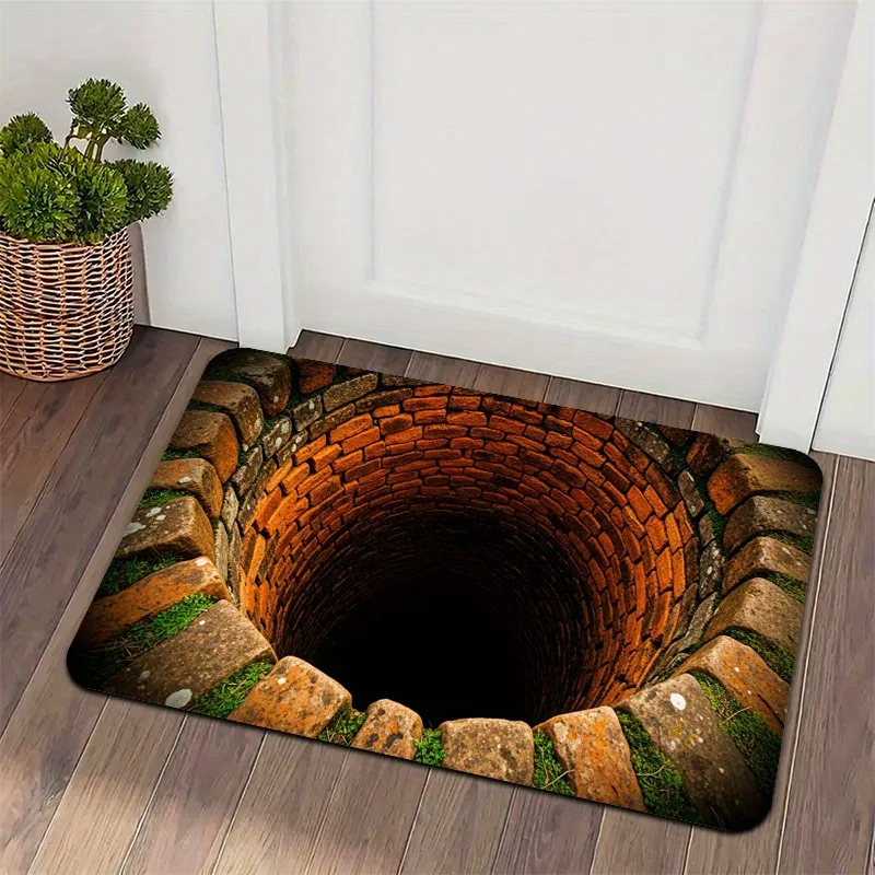 3D Brick Hole Doormat for Fun Entrances - Novelty Welcome Mats, Unique Home Decor Items, Quirky Floor Accessories
