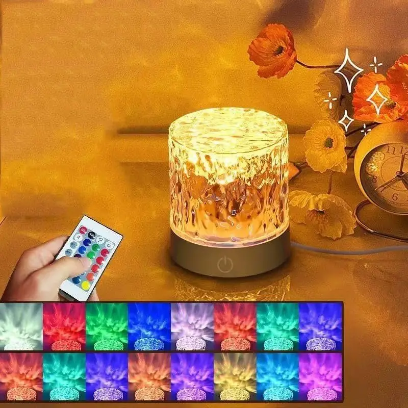 LED Water Ripples Projector Light 16Color Patterns & Remote USB Plug in Polar Projector Light for Bedroom Atmosphere Night Light