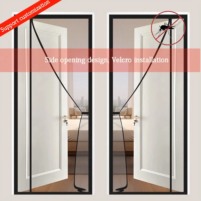 

Side opening anti-mosquito curtain Self-adhesive mosquito net invisible screen door household magnetic custom door curtain