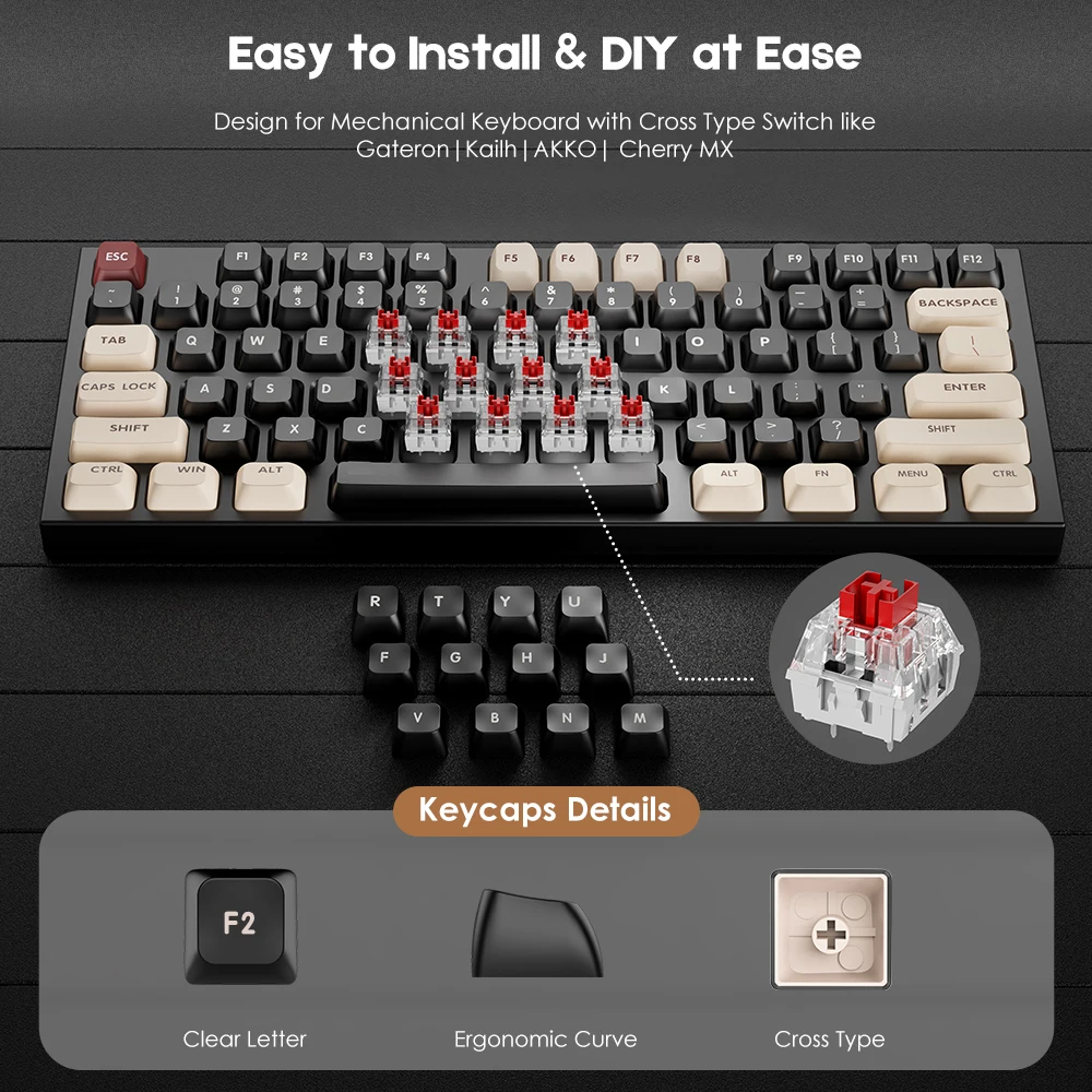 PBT Keycap 150 Key CSA Profile Dual Color Injection Molding For Cherry MX Switches  Mechanical Keyboard