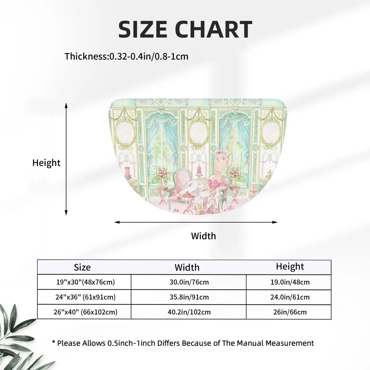 Marie Antoinette The Pink Room Soft Flannel Half Round Doormat Non Slip Bathroom Mat Absorbent Floor Carpet for Home Bedroom