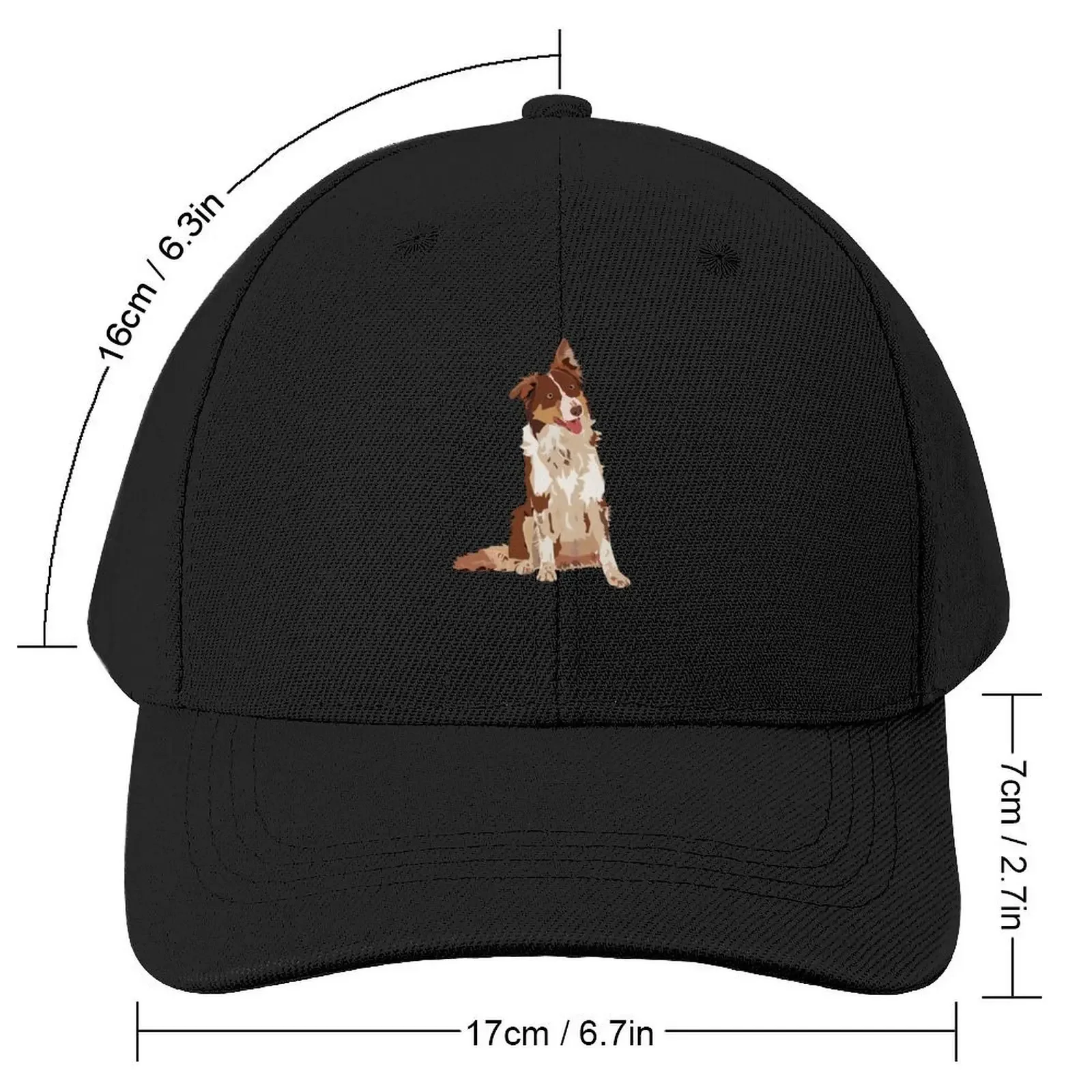 Brown Border Collie Happy Dog Baseball Cap Beach Sun Cap fishing hat Bobble Hat Women Beach Fashion Men's