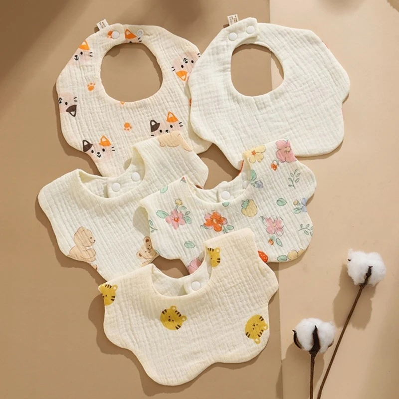 Soft & Comfortable Baby Bibs Breathable & Absorbent Burp Cloths Lovely Pattern Cotton Dribbles Bibs for Clothes Dry Gift