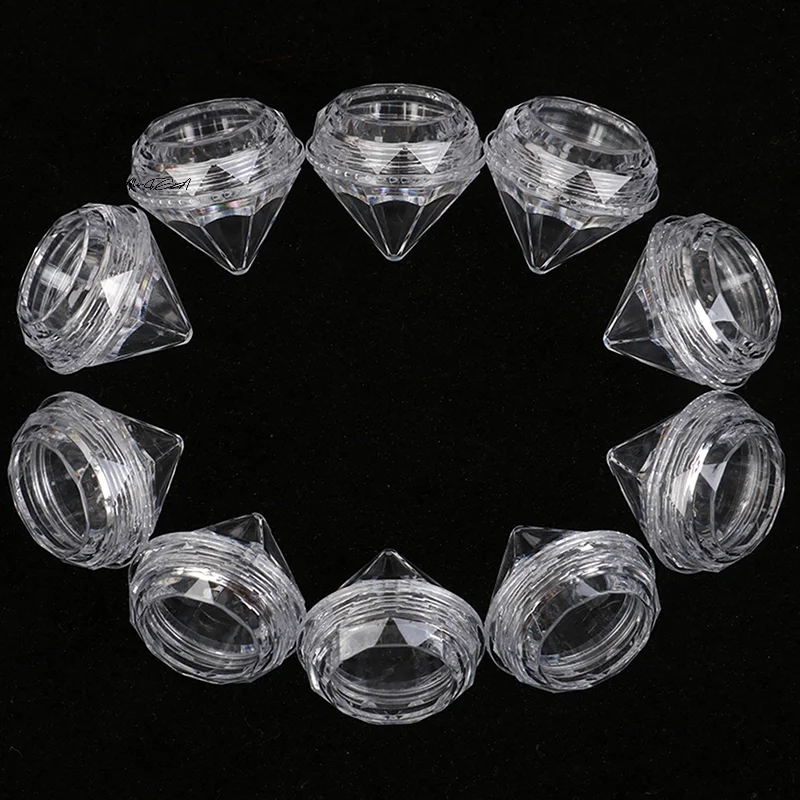 10 Teile/satz Mini 5g Diamant Kosmetische Leere Glas Töpfe Nachfüllbare Creme Boxen für Schönheit Make-Up Kosmetik