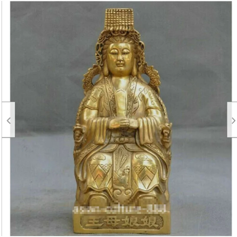 Chinese Taoist mythology brass, Queen Mother, statue,