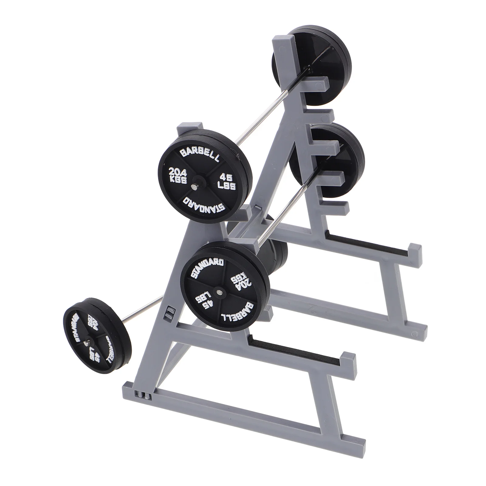 

4pcs Mini Model Dollhouse Barbell Rack Pen Holder Office Home Gym Decor Plastic Barbell Display Stand Set