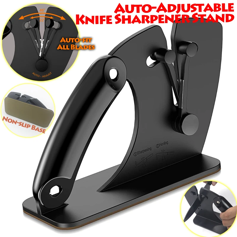 RisamSHA Auto Adjustable Knife Sharpener Stand Diamond Honing Stone Kitchen Household Pro Sharpening System Tools Non Slip Base