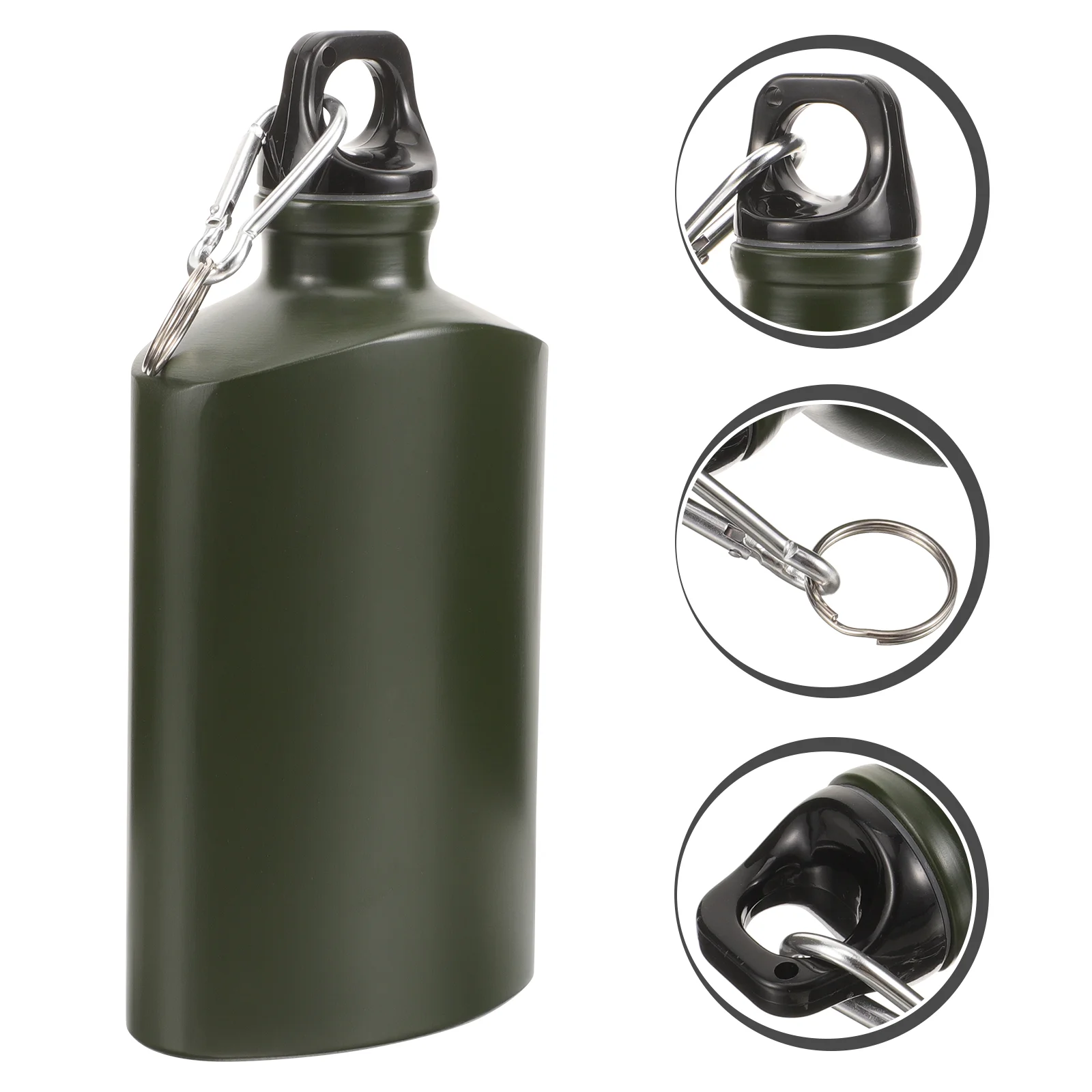 

Aluminum Flat Kettle Hiking Camping Travel Outdoor Supplies Portable 1 Piece (black 500ml) Water Jug