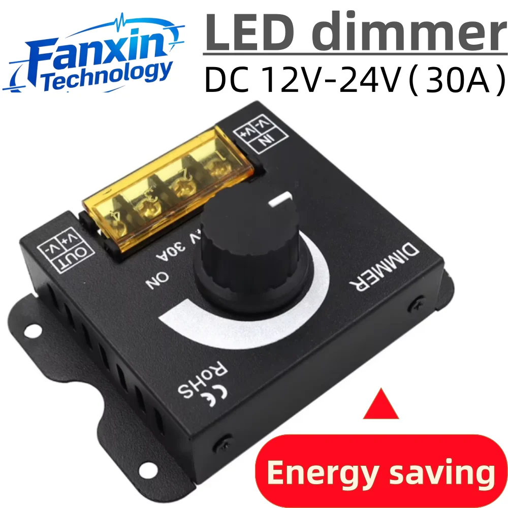 DC 12V-24V LED Dimmer Switch 30A LED Monochrome Controller PWM Digital Stepless Dimming for Lamp Strip Single Color Lamp