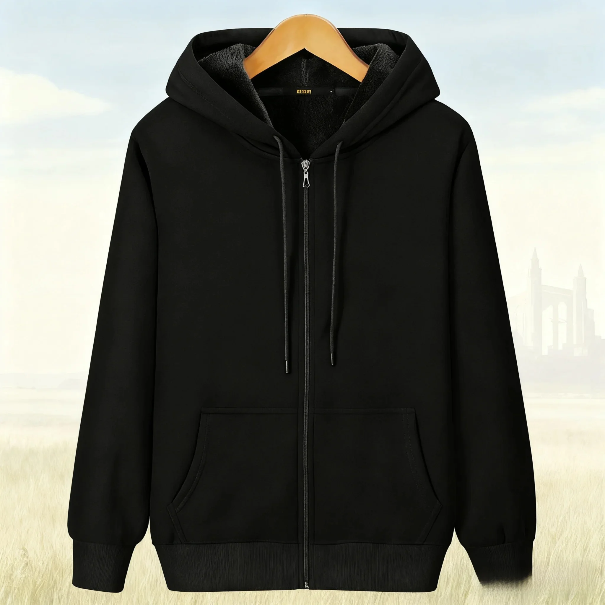 

Men's Big & Tall Fleece-Lined Hooded Zip-Up Jacket - Heavyweight Casual Parka with Relaxed Fit for Autumn Winter, Plus Size Insu