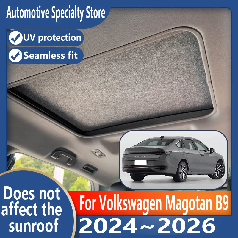 

For Volkswagen Magotan B9 2024~2026 25 Car Panoramic Sunroof Insulation Roof Visor Electrostatic Adsorption Suede Fabric Anti-U