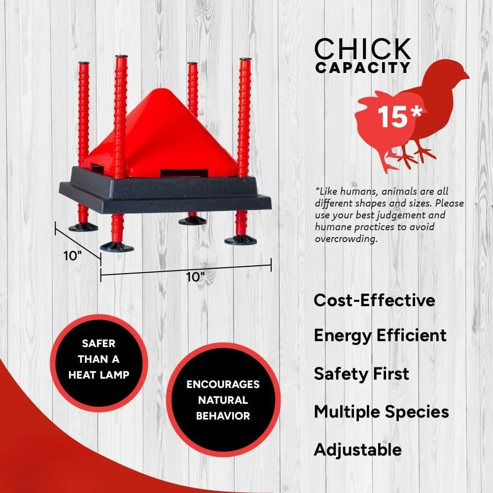 

Heating Plate and Anti-Roost Cone Set - Heating Plate Warms Up to 15 Chicks - Chick Heater with 25 Adjustable Heights·Hot Sale