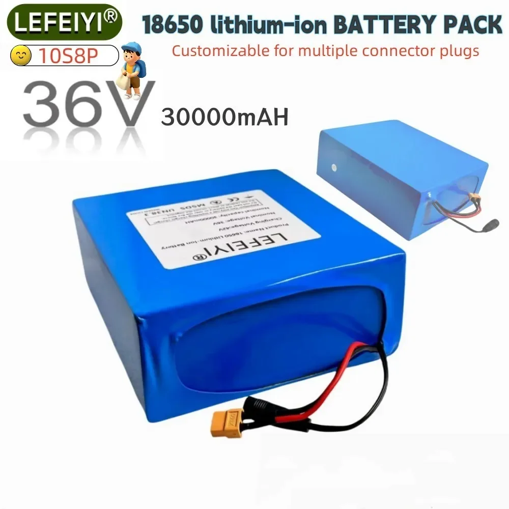 10S8P 36v 30ah 500-1000W 18650 Lithium-ion Battery Pack with BMS Large Capacity Power Battery